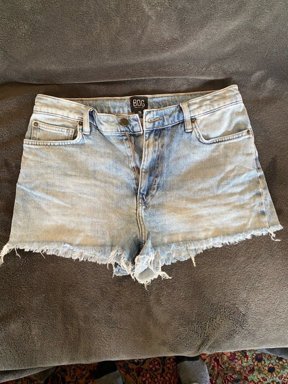 BDG Light Blue Frayed Hem Denim Shorts